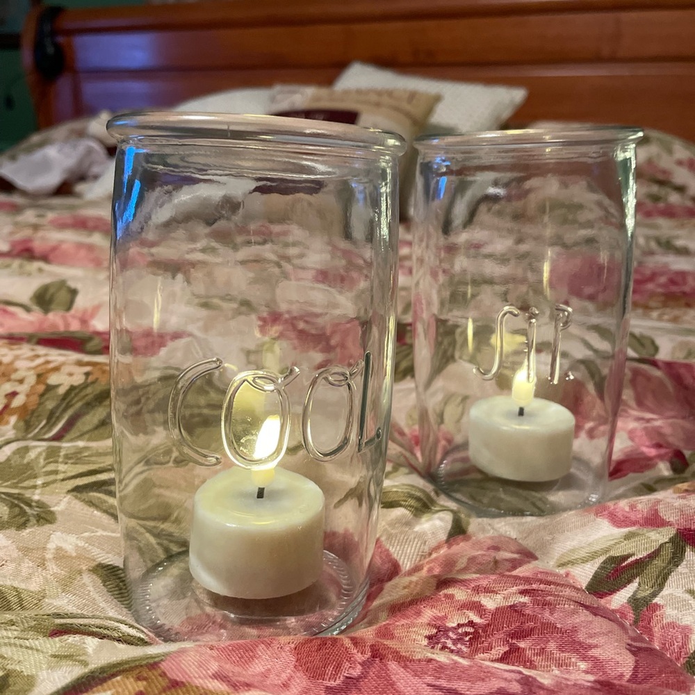 Rae Dunn Highball Glass Jars 19.6 fl Oz. Set of two Home Gift TA-IT0029